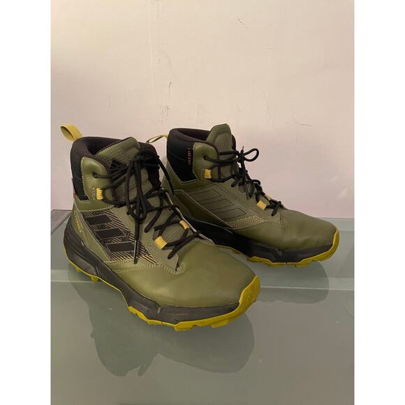 Adidas Terrex Unity Leather Mid COLD.RDY Hiking Boots men’s 9 Focus Olive Black - Picture 2 of 9